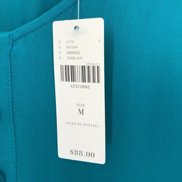Maeve Womens Blouse Sz M Cold Shoulder Ruffles Viscose Turquoise NEW - Picture 3 of 10